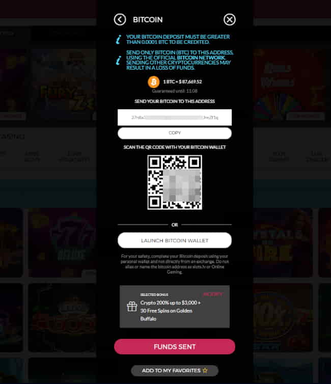 Send your bitcoins to the address shown