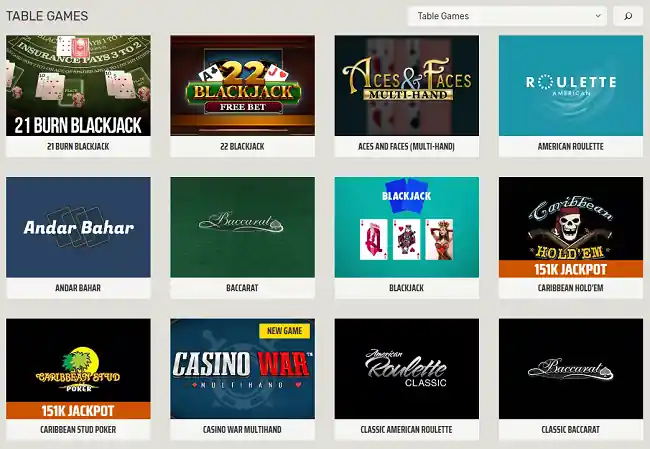 You'll find all of the tables games you'll expect to see in the games lobby at Ignition casino