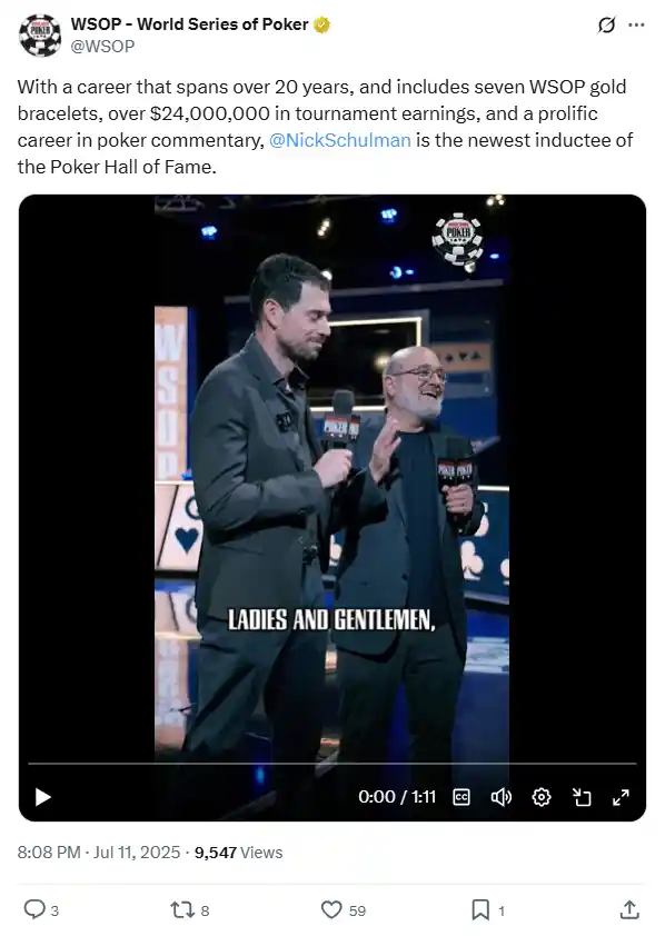 Tweet From WSOP