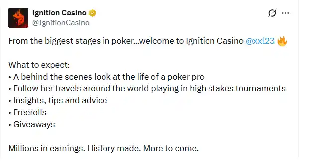 Ignition Posts on X About Signing “xxl23” or Xuan Liu