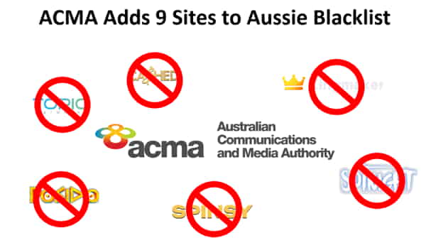 The ACMA has added nine websites to its blacklist in November 2025