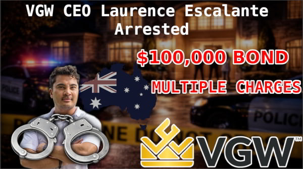Laurence Escalante, the CEO of VGW Holdings, has been arrested and has stepped down from his positions with the firm