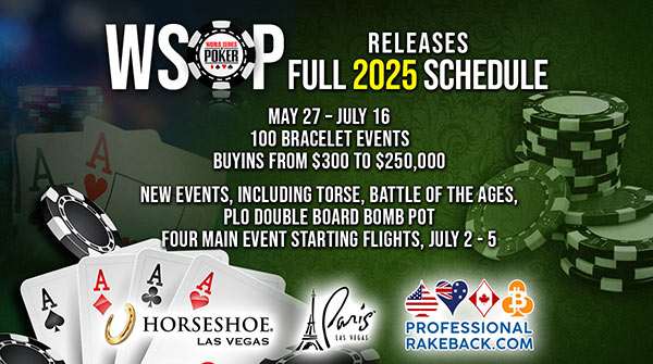 The World Series of Poker has revealed its full 2025 live bracelet schedule