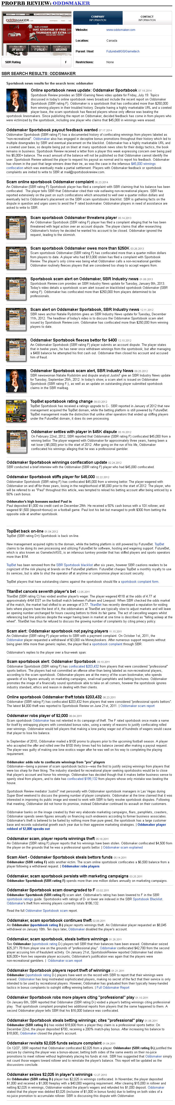 Oddsmaker Scam