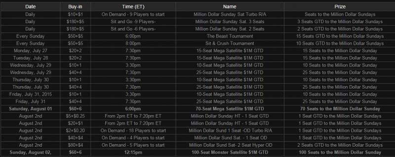 Sat Schedule Million