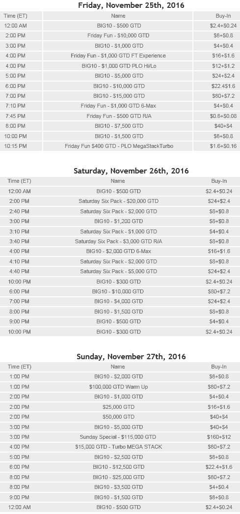 WPN 2016 Thanksgiving discount tournaments