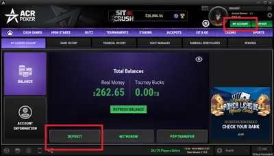 Bitcoin is the most popular depositing method at ACRPoker