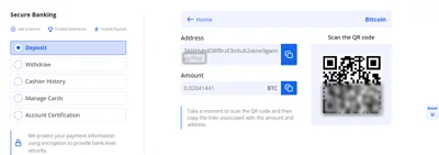 Completing the Bitcoin deposit process