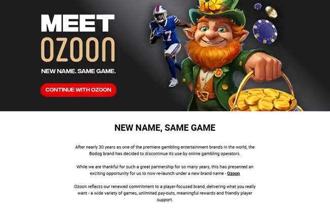 Bodog.eu instructs visitors to go to Ozoon