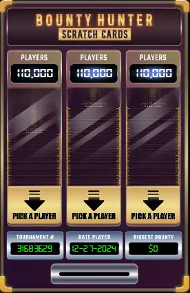 Choose from three players in Bounty Hunter Scratch Card