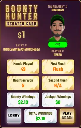 Scratch card will all info revealed