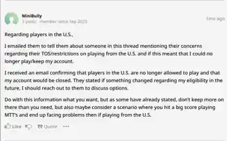 “MiniBully” on the twoplustwo forums has bad news for American players at Coin Poker