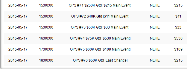 Carbon OPS Main Event Schedule